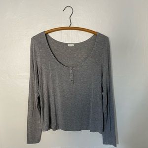 Garage Gray Long Sleeve Tee with 3 Buttons